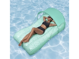 Cama Flutuante Inflável Grande Para Adultos - Espreguiçadeira Para Piscina Com Encosto E Porta-copos | Almofada Inflável Flutuante Para Piscina