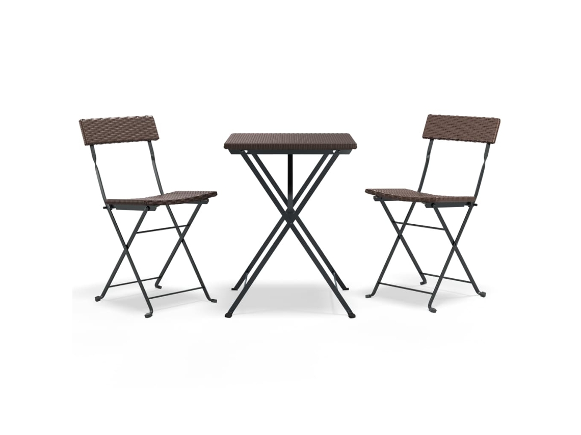 3 Pcs Conjunto de Bistrô Dobrável Vime Pe Castanho MAISON EXCLUSIVE