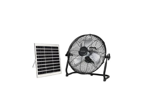 Kit De Ventilador De Chão E Painel Solar De Metal Preto Nuoro Niaros