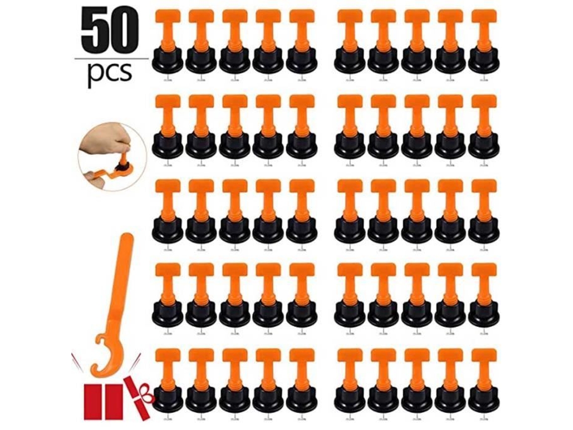 Nivelador De Telha Com Chave Especial, Kit De Sistema De Nivelamento De Nivelador De Telha Reutilizável 50pcs