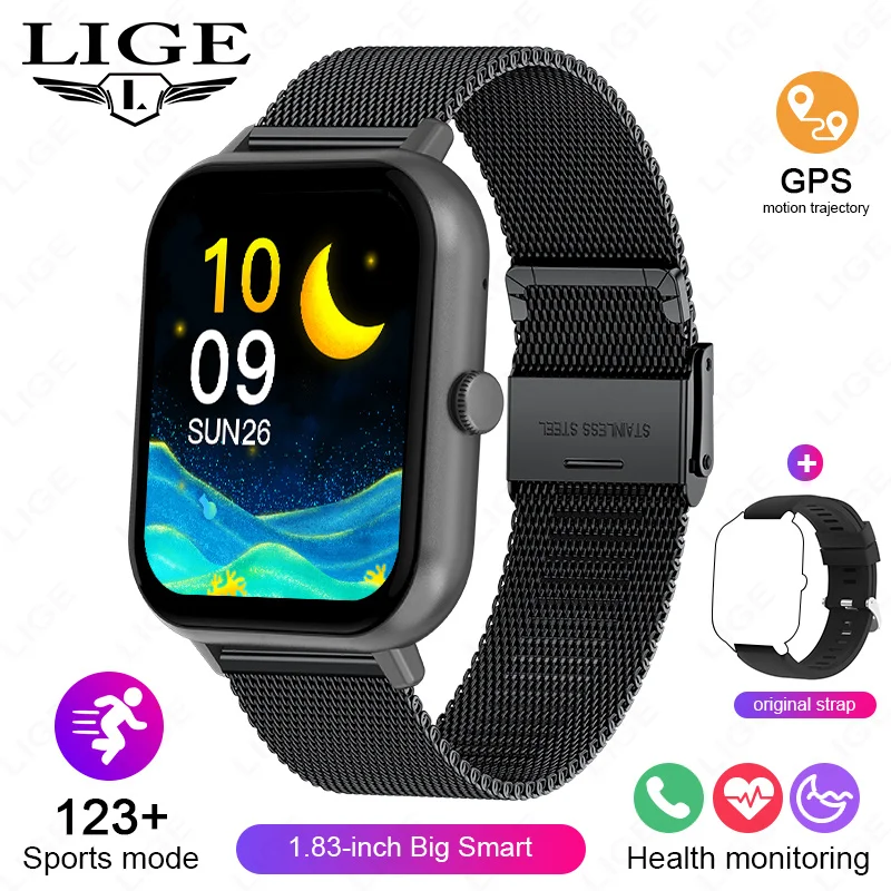 Smartwatch MDUG com Rastreamento por GPS e Sono Preto