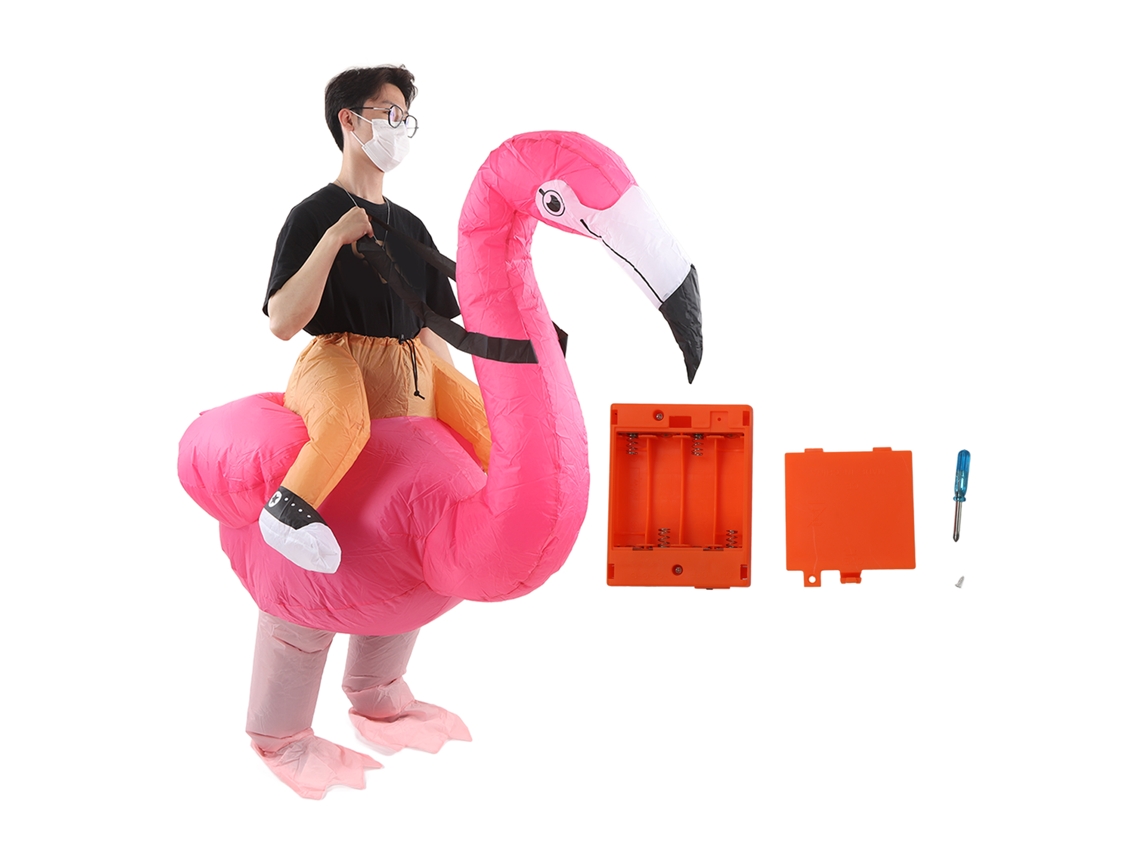 Fantasia Inflável de Flamingo Adulto 150 190cm Tecido Poliéster À Prova D'água para Halloween e Festivais
