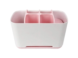 Portacepillos E Pasta De Dentes, Modelo Grande De Plástico Higiénico Rosa, Diseño Desmontável E Ventilado