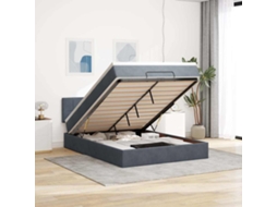 Vidaxl Estrutura De Cama Otomana Com Colchão 140x190cm Cinzento Escuro