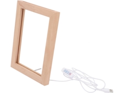 Porta Retratos 3d Madeira Iluminação Led Branca Quente Recarregável Usb Decorativo Ideal Quarto Escritório Luz GOKOCO