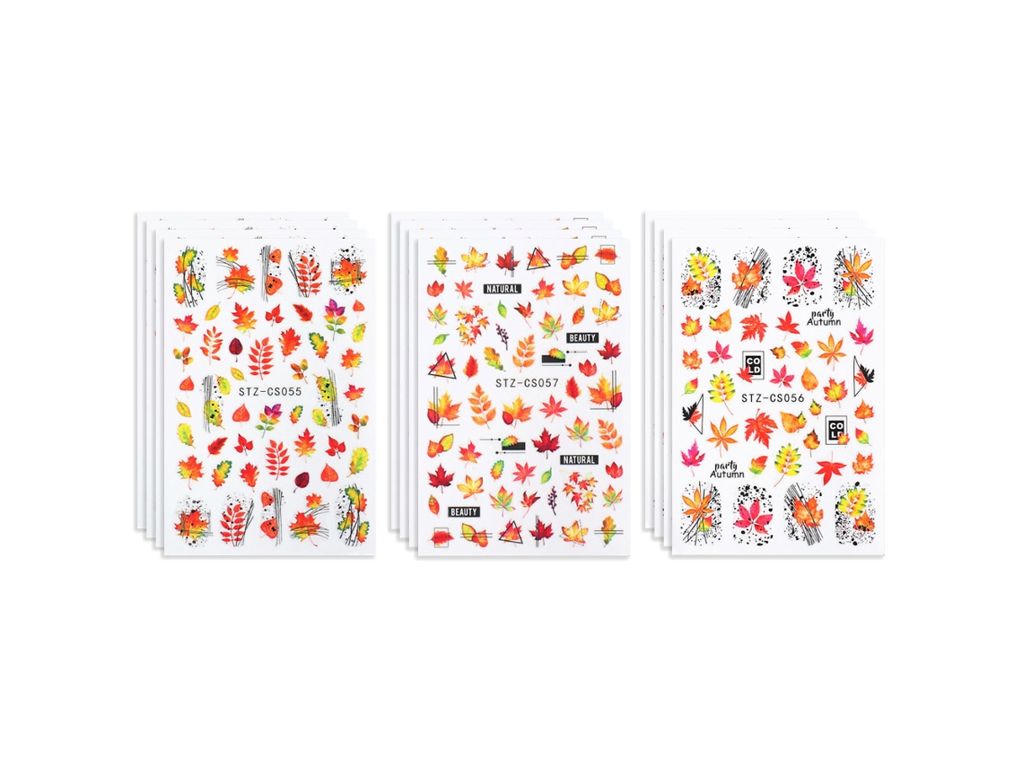 Adesivos Para Unhas De Outono, Adesivos Adesivos Maple Leaf Design De Arte Nas Unhas Para Ação De Graças, 12 Folhas, 9,56,3cm