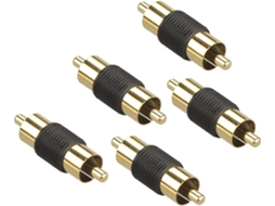 Adaptador Rca Macho para Macho, Plugue de Extensão Cabo Áudio Rca, 5 Unidades Banhados a Ouro AQUAFORGE