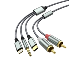 Cabo de Áudio Auxiliar Lightning para Rca, Rca 3,5 Mm, Usb c 2 3 em 1 Carro, Home Theater, Caixas Som e Muito Mais. AQUAFORGE