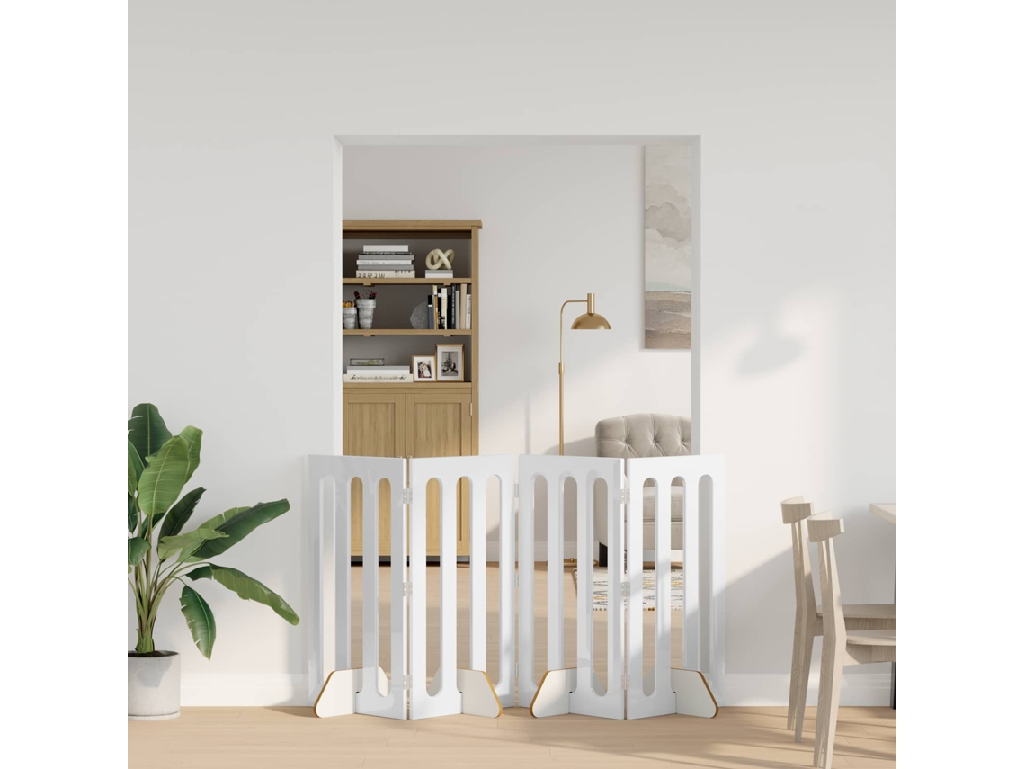 Vidaxl Cerca Dobrável Para Pets 4 Unid. Branco Brilhante