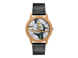 Relógio de quartzo casual unissex com pulseira de silicone preta para homens e mulheres.