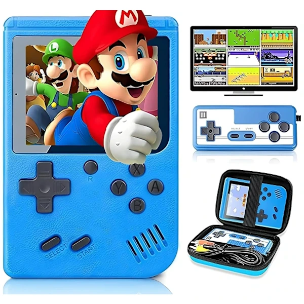 Console Portátil Retrô com 500 Títulos Clássicos, Tela de 3 Polegadas, Azul AQUAFORGE