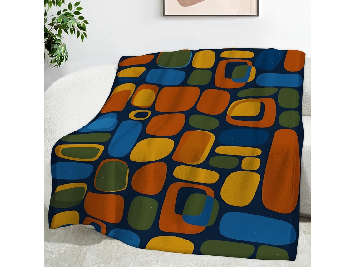 Manta Geométrica Colorida Abstrata 150x200 Cm Multifuncional Macia de Flanela Aconchegante para Cama Escritóri