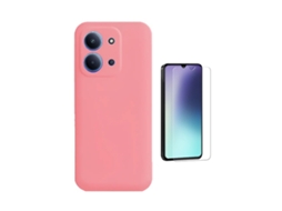 Kit Vidro Clearglass Capa Silicone Líquido Phonecare Para Xiaomi Poco C85 - Rosa