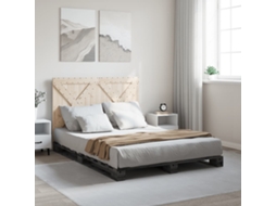 Estrutura De Cama Com Cabeceira 160x200cm Pinho Maciço Cinzento
