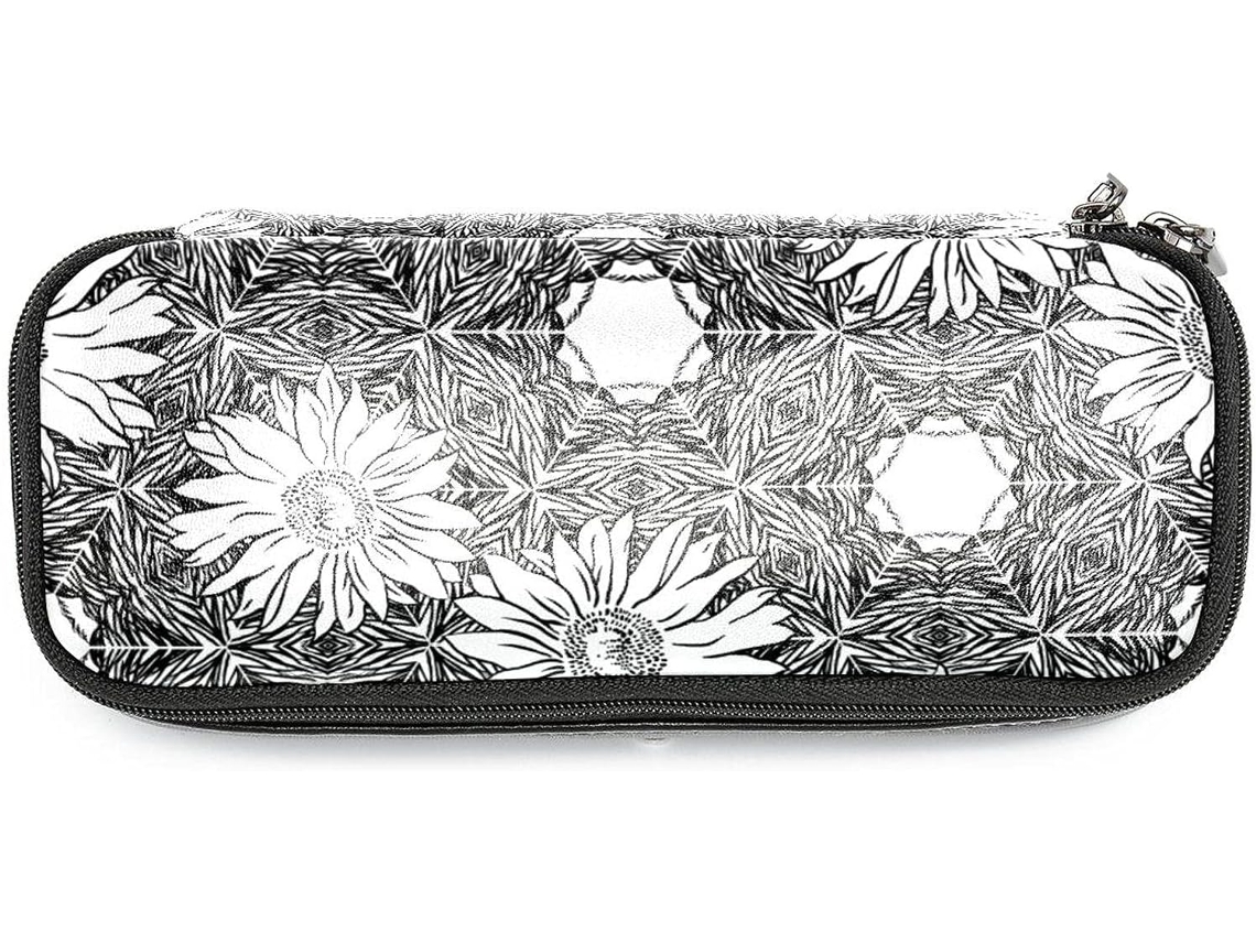 Caixa organizadora grande com estampa floral retrô de girassóis para lápis e marcadores, ideal para a escola e para a mesa.