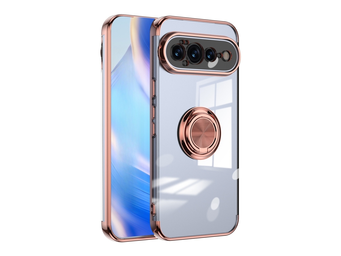 Capa Protetora Com Eletrodeposição Para Google Pixel 11 Pro Xl Com Anel (ouro Rosa)