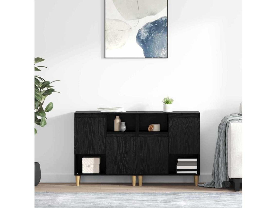Vidaxl Aparadores 2 Pcs Carvalho Preto 60 X 35 X 70 Cm
