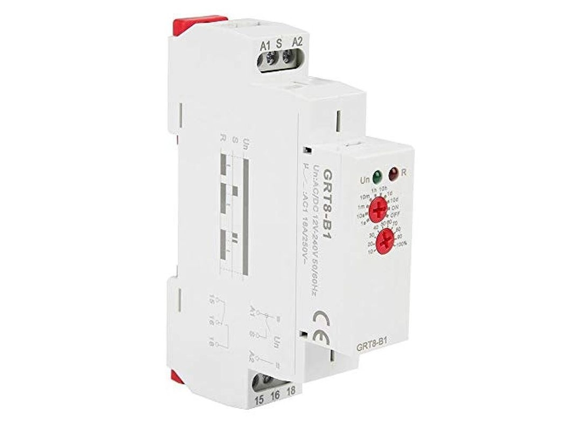 Relé De Tempo Grt8-b1 Multifuncional Com Atraso Ajustável Din Rail 0.1s A 10 Dias 12v-240v Ac/dc