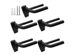 Suporte de Parede para Guitarra, Pacote com 5 Unidades, Preto, Compatível com Guitarras, com Parafusos AQUAFORGE