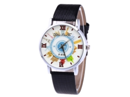 Reloj De Cuarzo Unisex Con Correa De Cuero Pu Y Dígitos Romanos Zhoulianfa (negro)