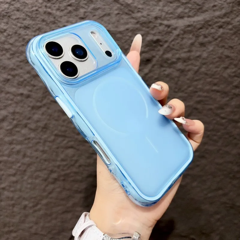 Capa De Celular Ultrafina E Macia Com Textura Ondulada Fosca (iphone 13 Azul), Em Silicone Transparente.