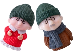 Toppers Casais Idosos Plástico Decoração Inverno Acabamento Sólido Bolos Bolo Ímãs Dia Pais GOKOCO