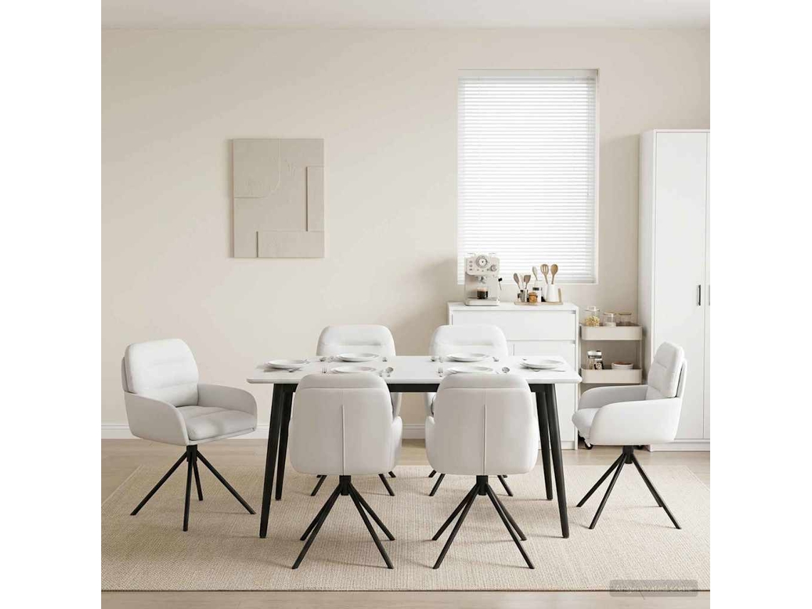 Vidaxl Cadeiras De Jantar Giratórias 6 Unid. Couro Sintético Branco