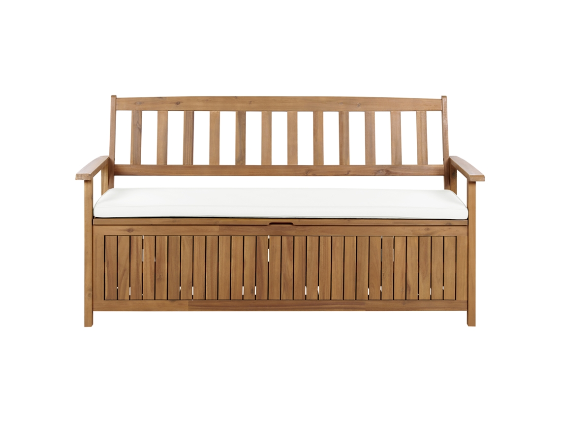 Banco De Jardín Con Cojín Beliani Sovana De Madera De Acacia Marrón 160x60x91