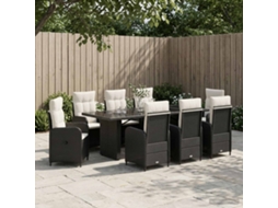 Vidaxl Conjunto De Jantar Para Exterior 9 Unid. Preto E Branco Creme