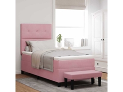 Vidaxl Cama Box com Cabeceira Rosa 200 X 100 Cm Veludo