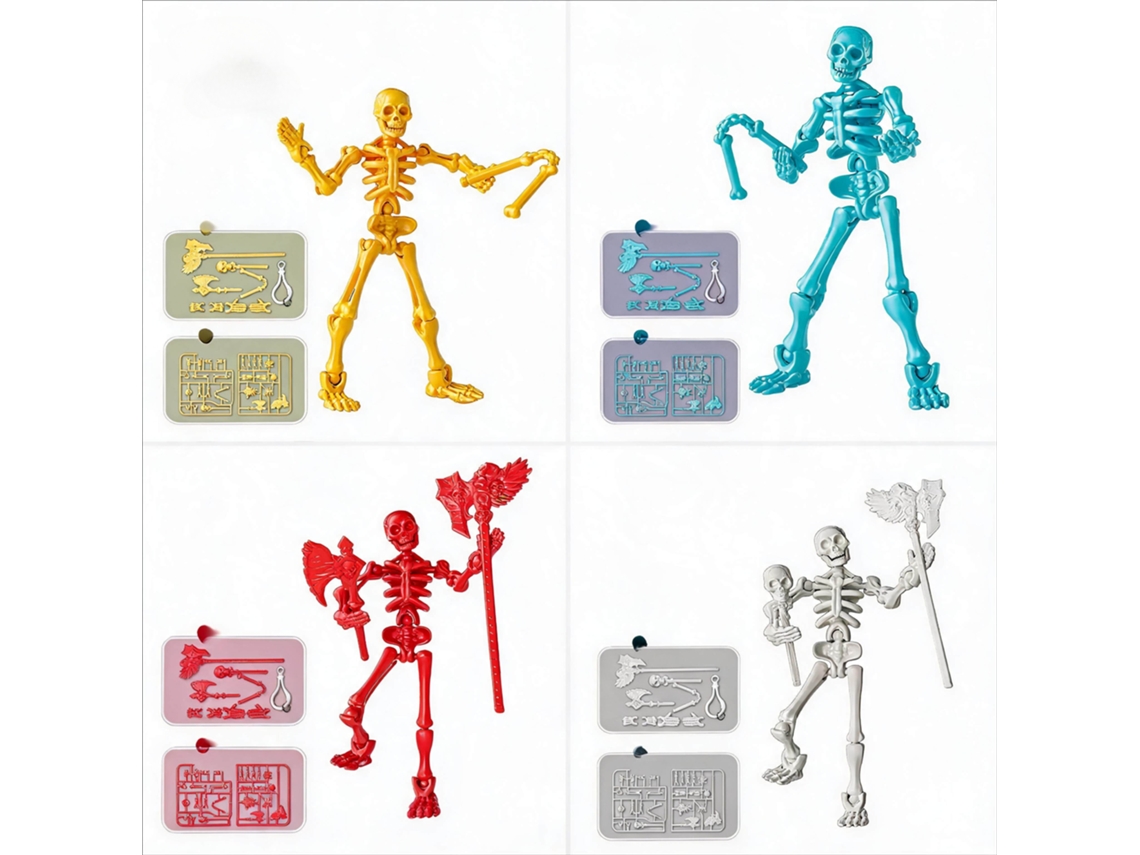 Figura Esqueleto 13cm HENTEN HOME Articulado e Móvel para Colecionadores como Decoração de Mesa (4 Peças)