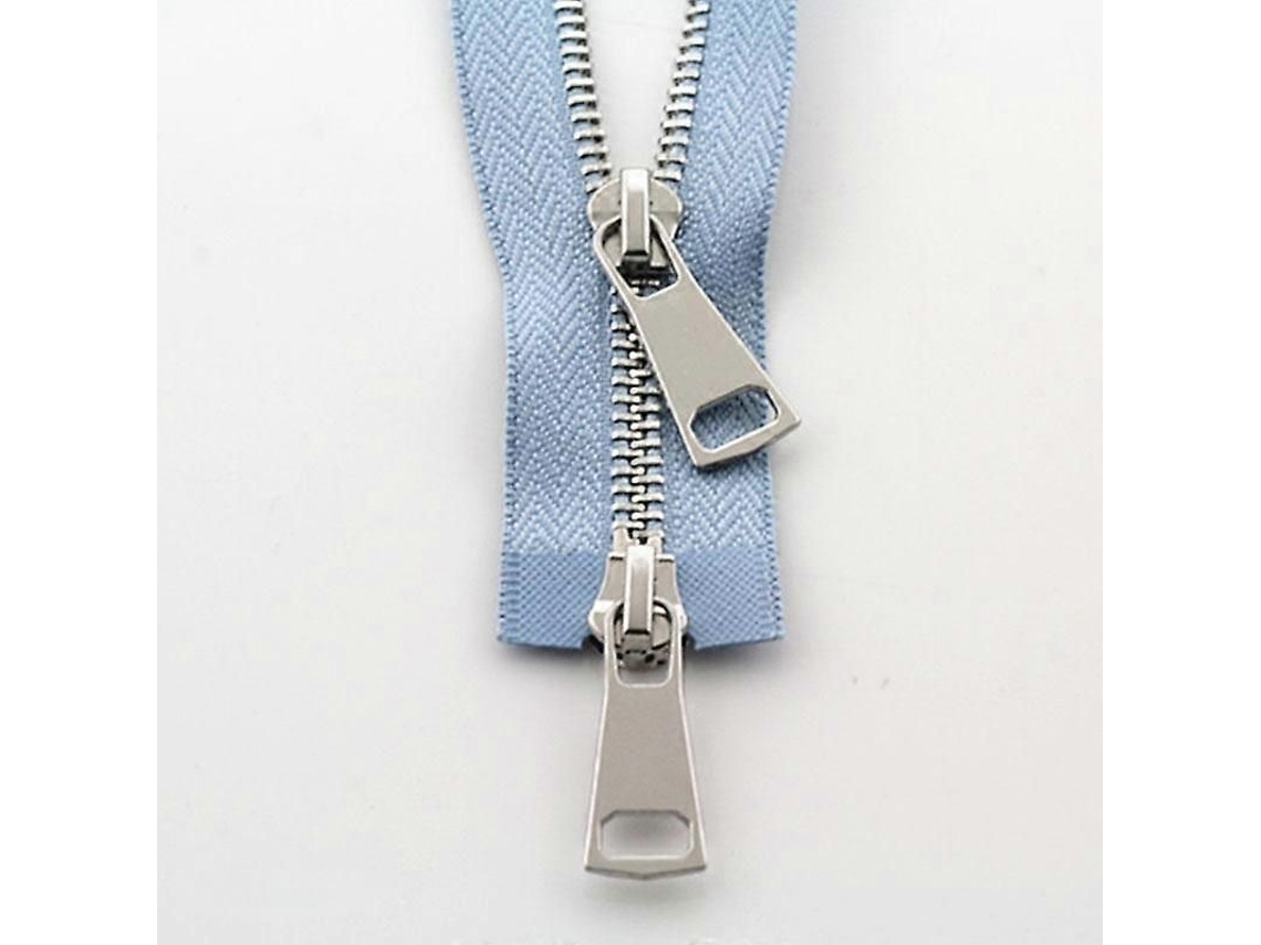 Fechadura de metal Nova Line para jaqueta, 2 fios deslizantes, 70cm, azul céu