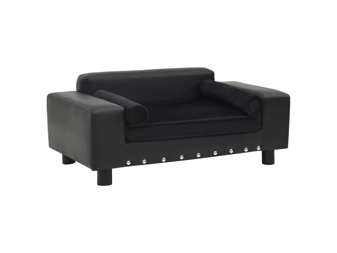 Vidaxl Sofá 81x43x31 Cm Pelúcia E Couro Artificial Preto