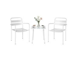 Conjunto Bistrô Jardim 3 Peças Metal Com Mesa De Vidro