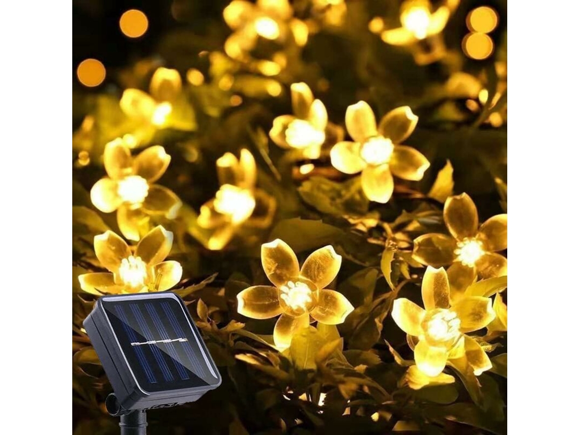 Cordão de Luzes Solares AQUAFORGE, 50 Leds, 2 modos, branco quente, à prova d'água, jardim, pátio
