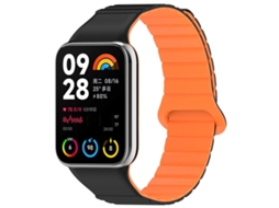 Bracelete para Redmi Watch 6 / 5 / Xiaomi Band 9 Pro Silicone Magnético Bicolor Preta e Laranja XIAOMOYU