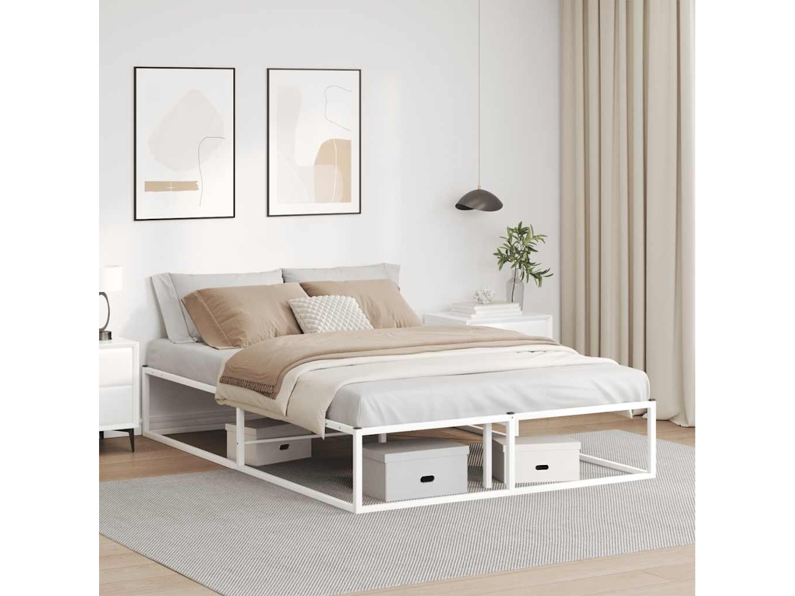 Vidaxl Estrutura de Cama Sem Colchão Branco 140x200 Cm Metal