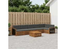 Vidaxl Conjunto De Sofás Para Exterior 7 Pcs Natural E Antracite
