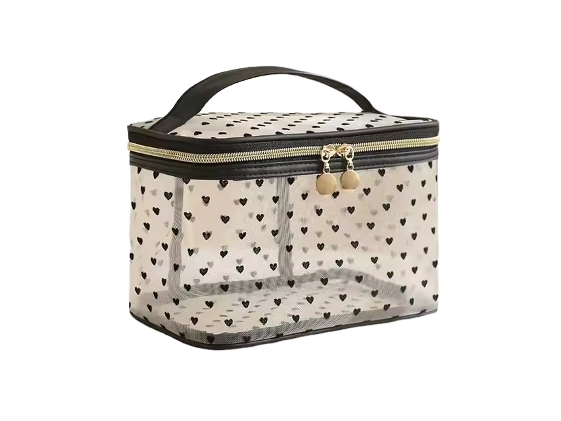 Nécessaire Resistente De Mulher Viagem Capacidade Telado Nylon Preto