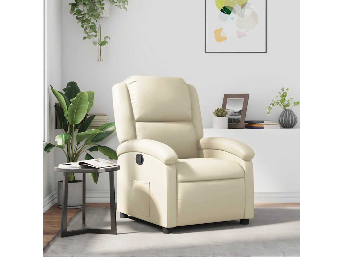 Vidaxl Poltrona Reclinável Couro Artificial Cor Creme