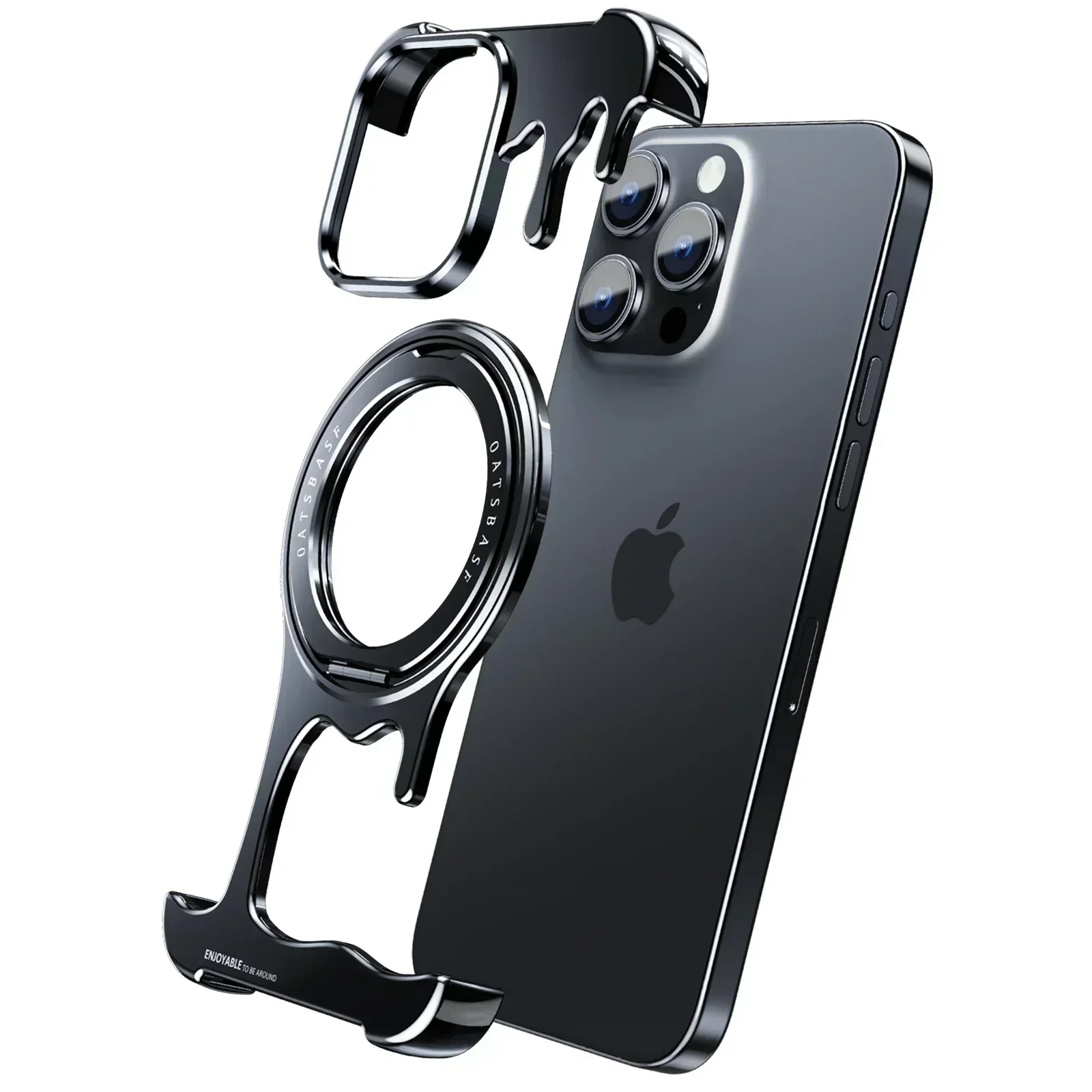 Capa Para Iphone 16 Plus (preta), Compatível Com Suporte Magnético Magsafe Com Rotação De 360°.