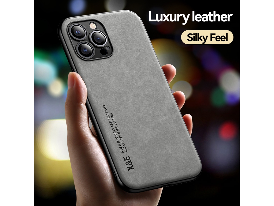Capa Protetora Magnética De Couro Para Iphone 7 Plus/8 Plus Galaxy Cinza