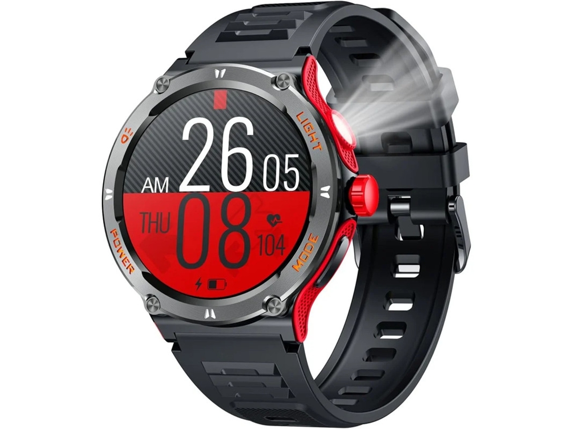 Smartwatch Masculino 1.53 Redondo Touchscreen 3atm À Prova Dágua Lanterna Led Bluetooth Chamada Frequência Cardíaca Arterial Pressão Bestvite