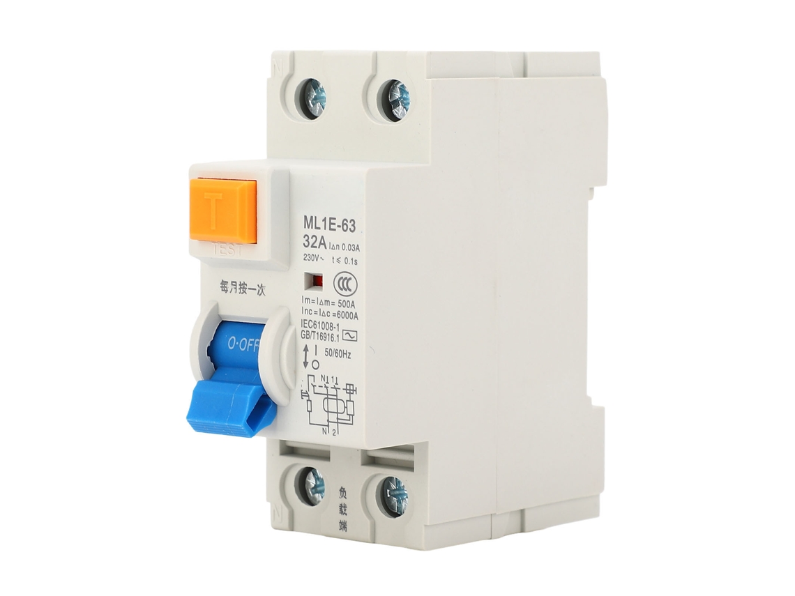 Interruptor de Circuito Veloriskku com fuga, 1p+n, 32a, caixa de plástico, retardante de fogo