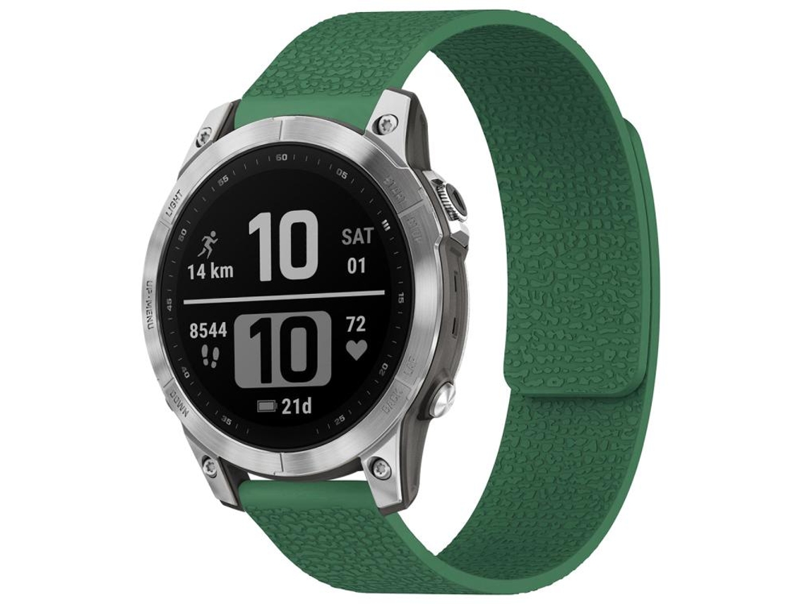 Bracelete para Garmin Fenix 8 / 7 / 6 / 5 em Silicone magnético textura de lichia verde escuro (22mm)
