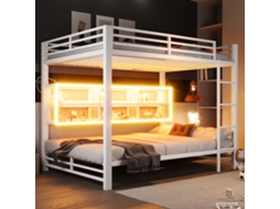 Cama Infantil Branca 140x200 Com Led E Arrumação Multifuncional