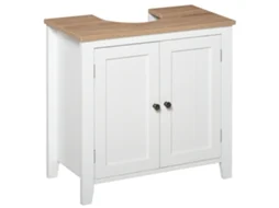 Móvel para Lavatório Pousar Mdf Cor Branco e Madeira 60x30x60cm Kleankin