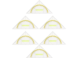 Réguas geométricas multifuncionais, pacote com 6 unidades, em plástico PP, portáteis, para medição e desenho.