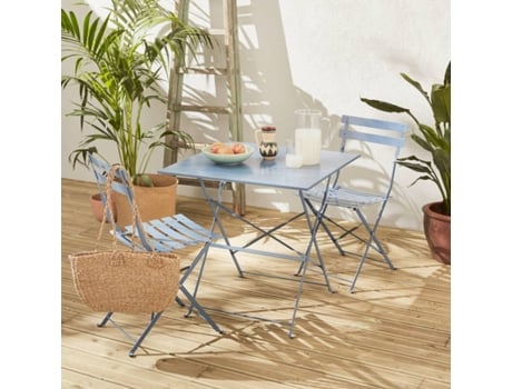 Conjunto Mesa e Cadeiras de Jardim ALICE'S GARDEN Emilia (Cinzento -70x70cm)