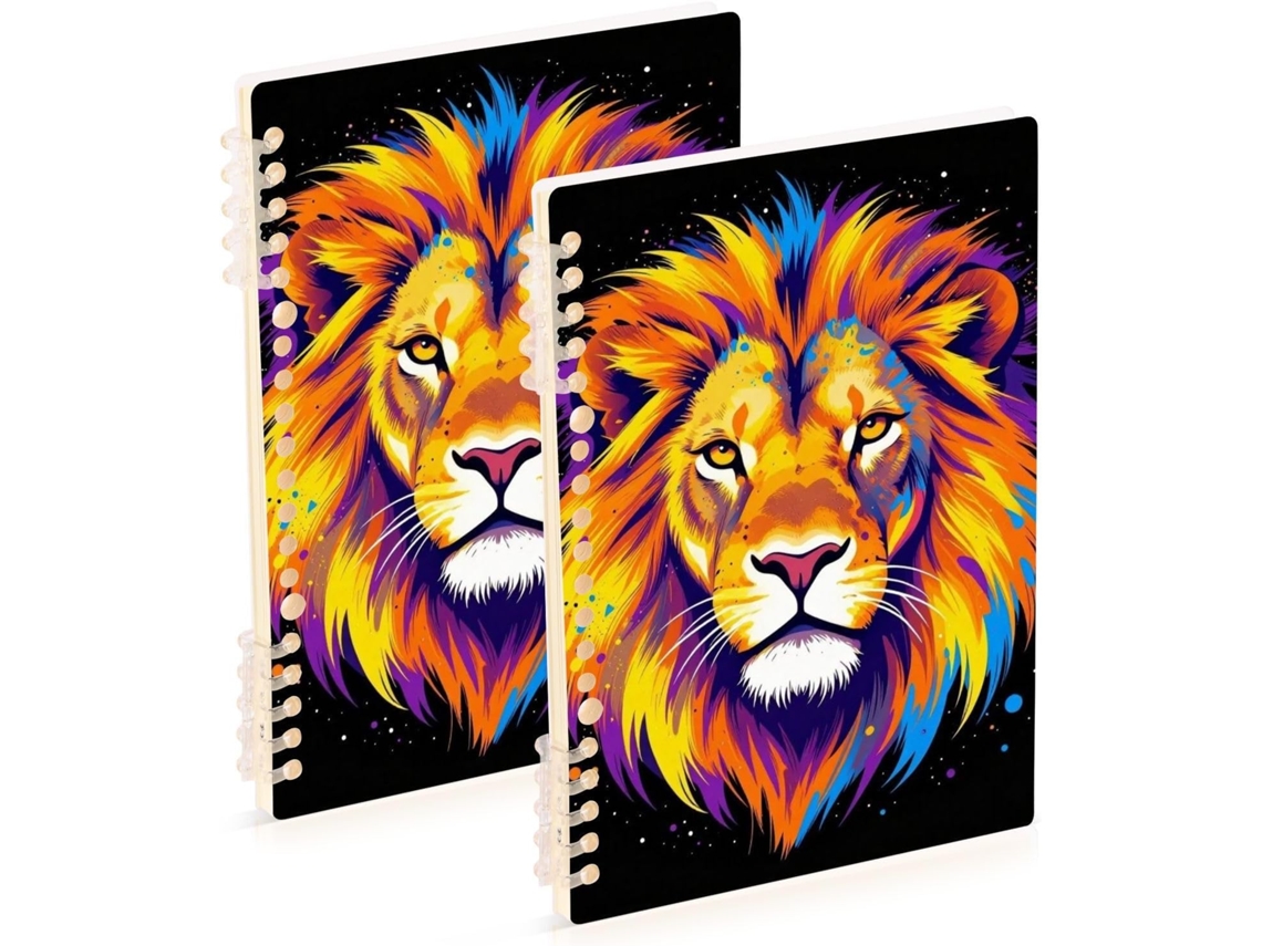 Conjunto de 2 Cadernos Espiral Pop Art, Tamanho A5, com Capa Dura e 60 Folhas, para Uso no Trabalho na Sala Au